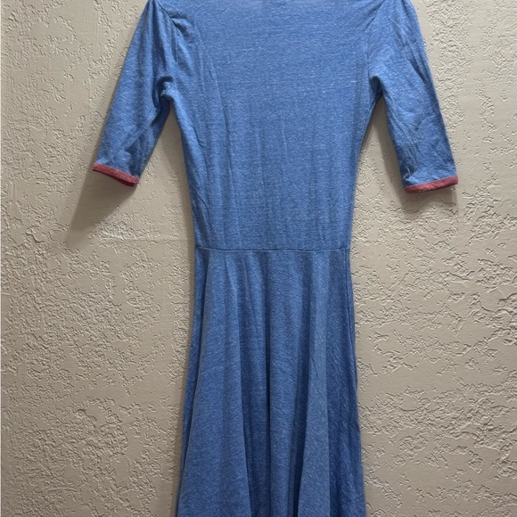 LuLaRoe Nicole Dress XXS Blue Heather Coral Trim - Picture 4 of 8